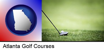 a golf ball and a golf club on a golf course in Atlanta, GA