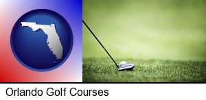 Orlando, Florida - a golf ball and a golf club on a golf course