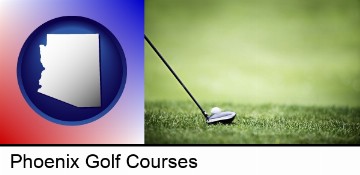 a golf ball and a golf club on a golf course in Phoenix, AZ