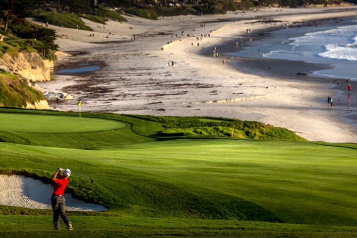 Coastline golf course, greens and bunkers in California
