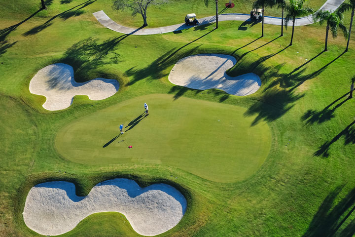 aerial view of a green Florida community golf course