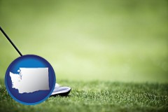 washington a golf ball and a golf club on a golf course