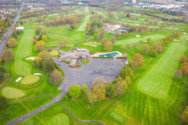 aerial drone view of a New Jersey golf course
